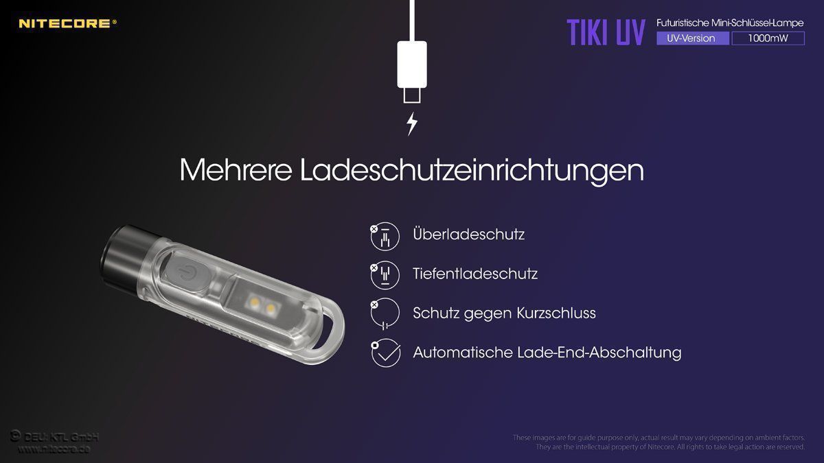NiteCore Lampade: UV-Schlüssenbundlampe NiteCore TIKI UV – Nuovo e nell'imballaggio originale da Grüningen venduto da Prolumin 7