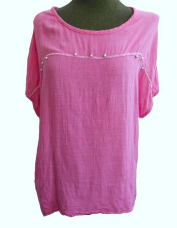ca Gr. 42 s. Masse sehr leichte Tunika pink Cotton Leinen