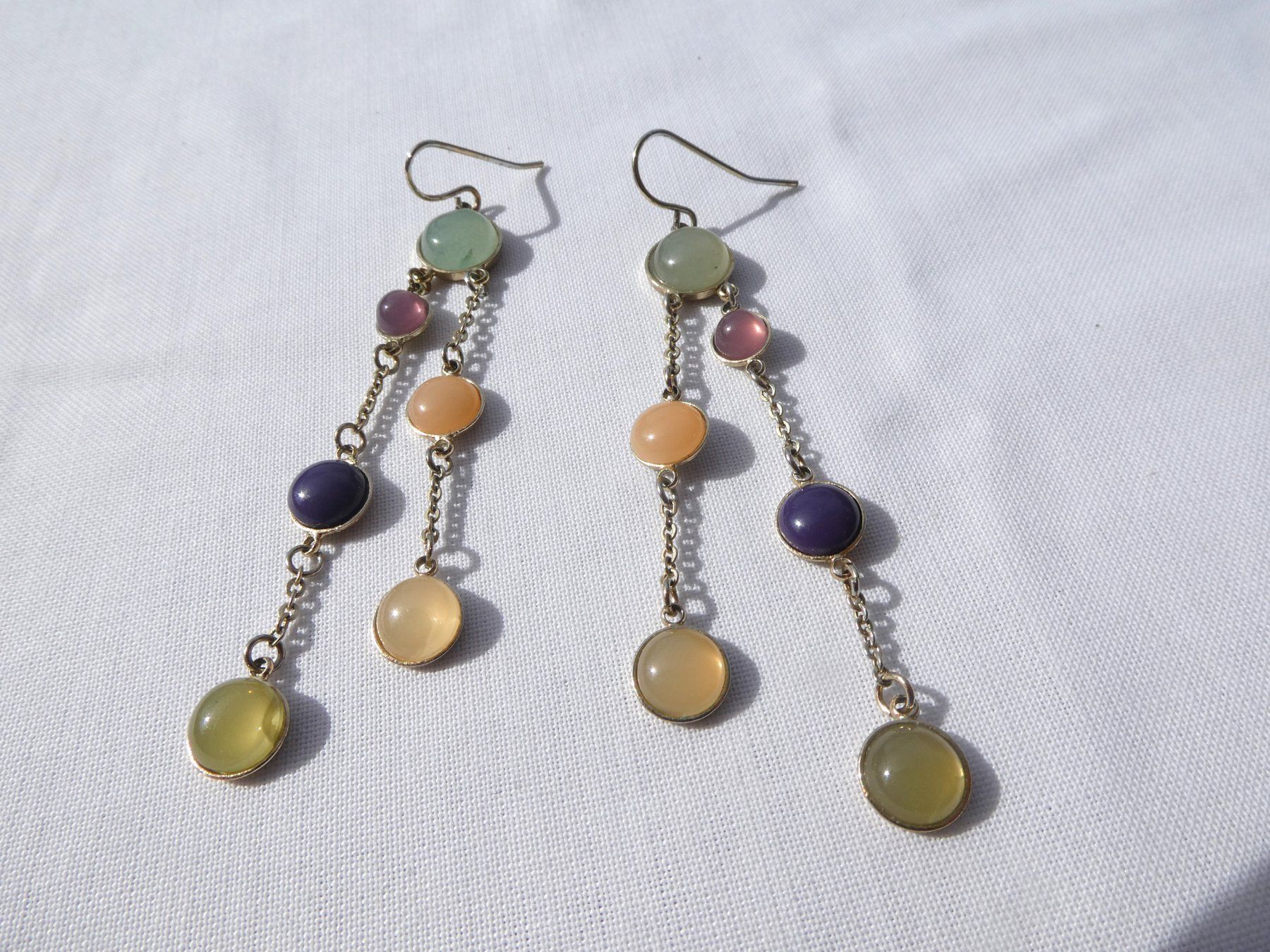 Orecchini pendenti & Orecchini a lobo: Lange Vintage Ohrhänger mit echten Steinen, Modeschmuck – Usato da Gattikon venduto da kaandooh 1
