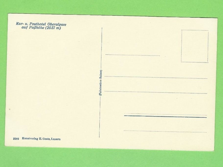 Cartes postales: Kur- u. Posthotel Oberalpsee auf Passhöhe – Neuf (Voir description) à Zürich par t24_de 1