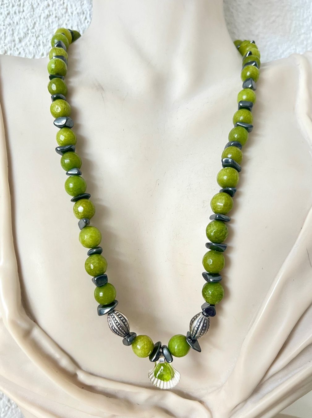 Autres bijoux: Edelstein Ensemble Nephrit Jade & Peridot Silber 925 Unikat – Neuf (Voir description) à Ruswil par artbyhand 4