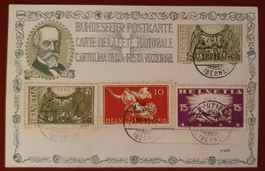 Bundesfeierkarte 1919 mit kompl. Serie Friedensmarken