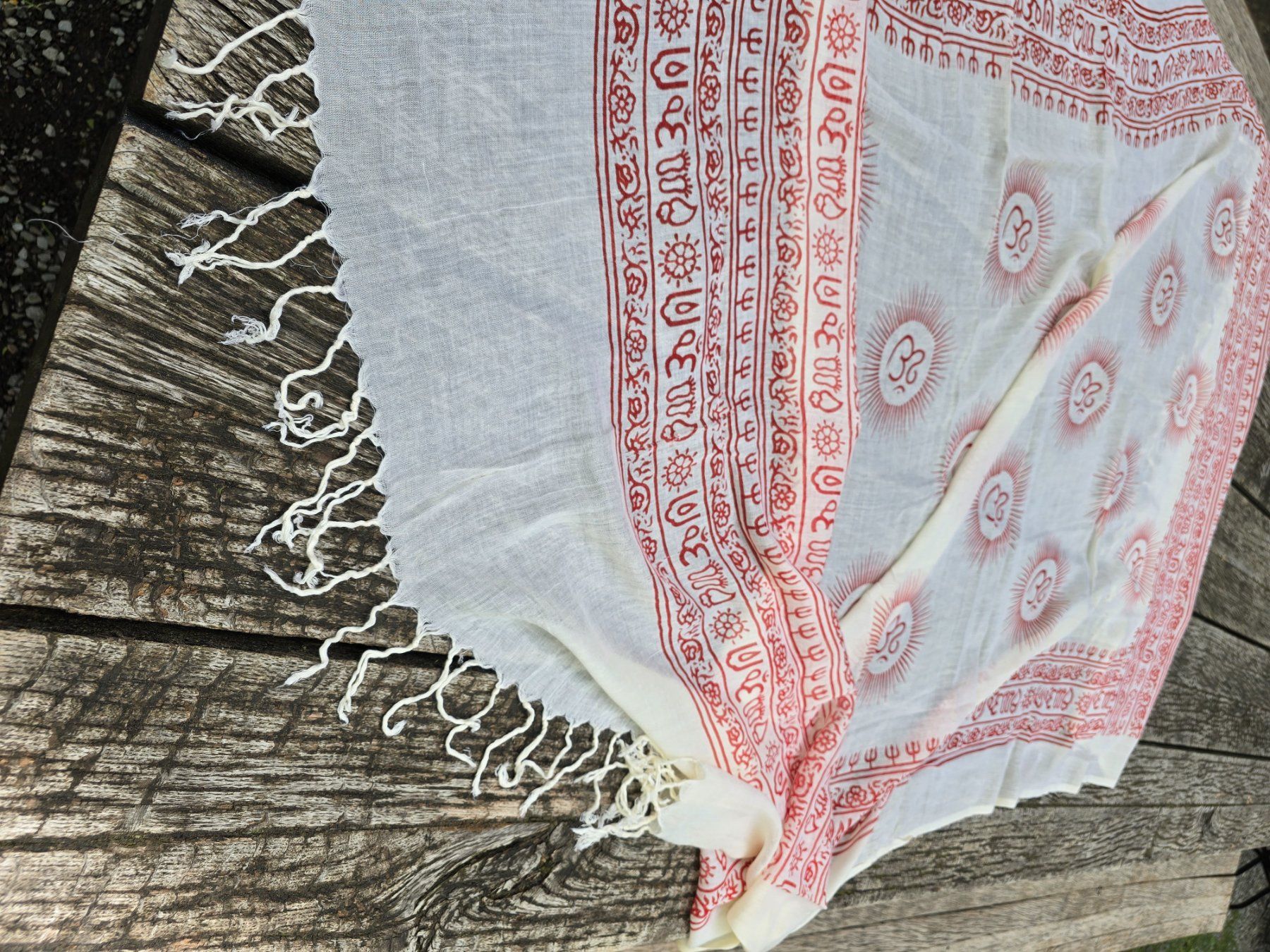 Foulard & Sciarpe: Kleidung: Tuch Yoga "OM" mit Fransen – Nuovo (secondo la descrizione) da Romanshorn venduto da Rachacha 2