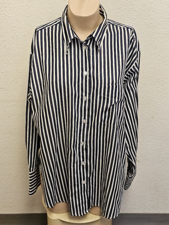 H&M Damen Bluse Gestreift Blau Weiß Gr. L – Oversize Hemdblu