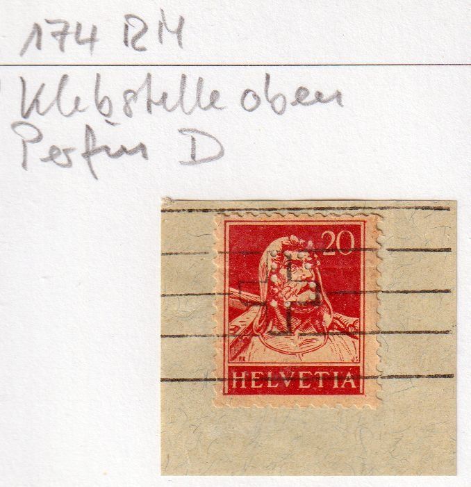 Alle Briefmarken: Perfin 174 RM, D Briefausschnitt – Gebraucht aus Basel von Bingis