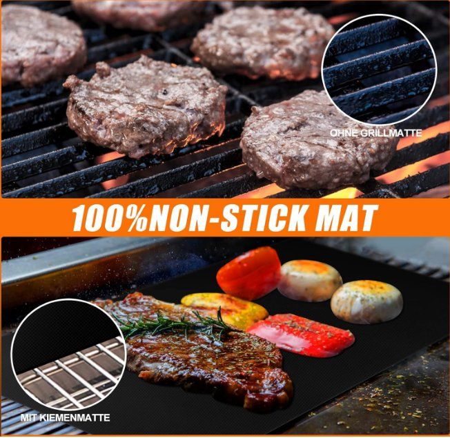 Accessori per grill: 5er Pack 50x40cm BBQ Grillmatte Wiederverwendbar – Nuovo (secondo la descrizione) da Thun venduto da keller001 5