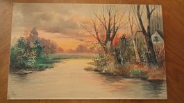 sehr dekoratives Aquarell, signiert. ohne Rahmen