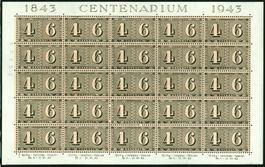 1943_Zierbogen 25 Marken; SBK 258 ** / Fr. 50.00
