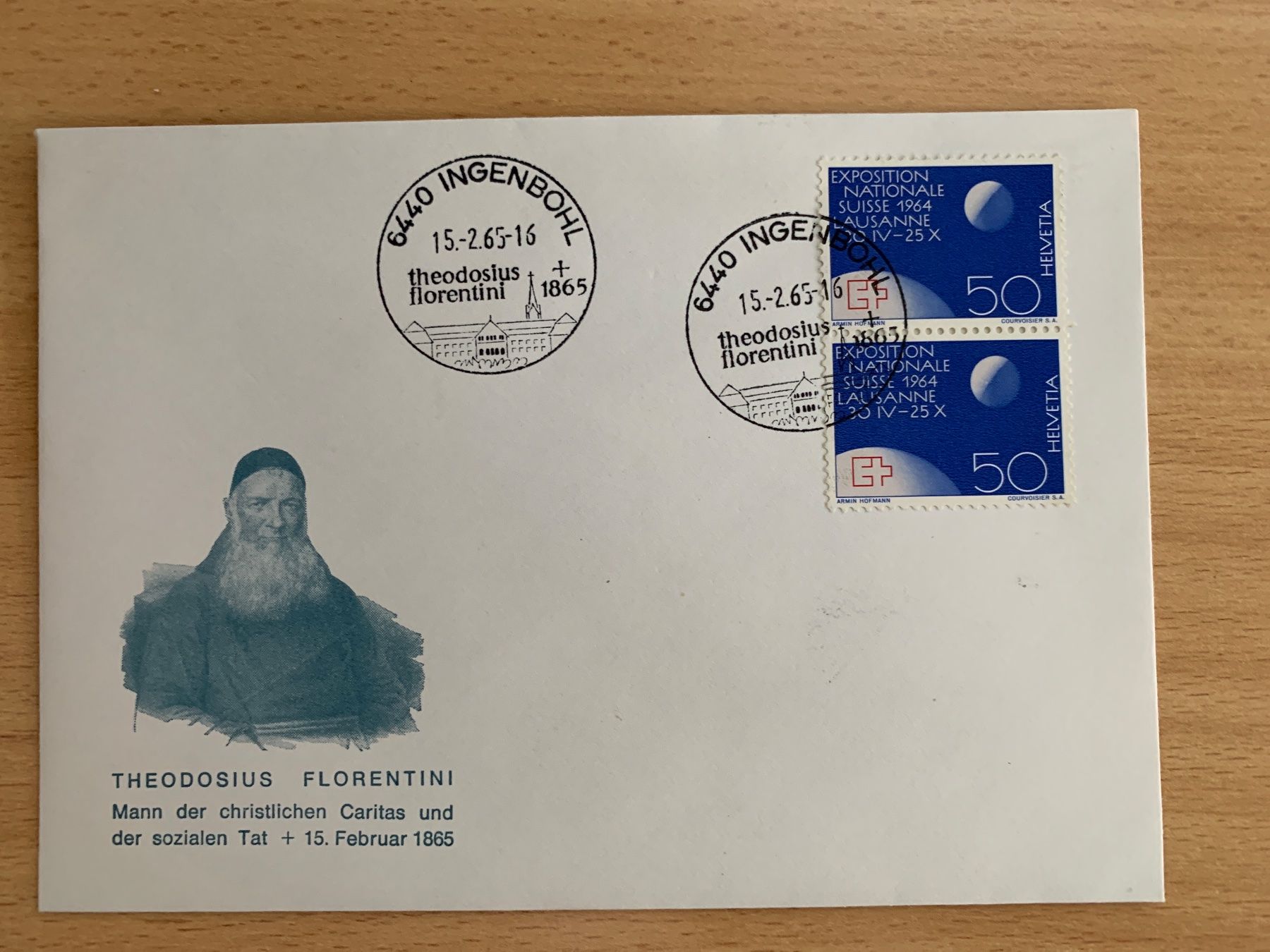 Tutti i francobolli: Theodosius Florentini Ersttagsbrief 1965 Ingenbohl – Usato da Ibach venduto da lisch3