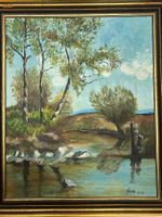 Original Gemälde von H. Hohl (1938) Landschaft Öl auf Leinwa