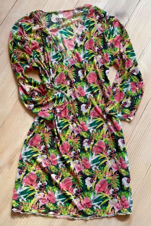Kleid Nulu Beachwear,Strandkleid,trandparent/Blumen,Gr.M