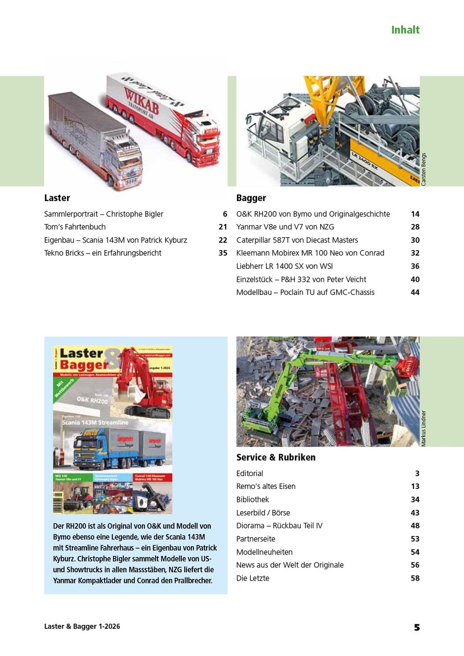 Riviste & Magazine: Laster & Bagger 1-2026 – Nuovo e nell'imballaggio originale da Urtenen-Schönbühl venduto da BAGGERMODELLE 1