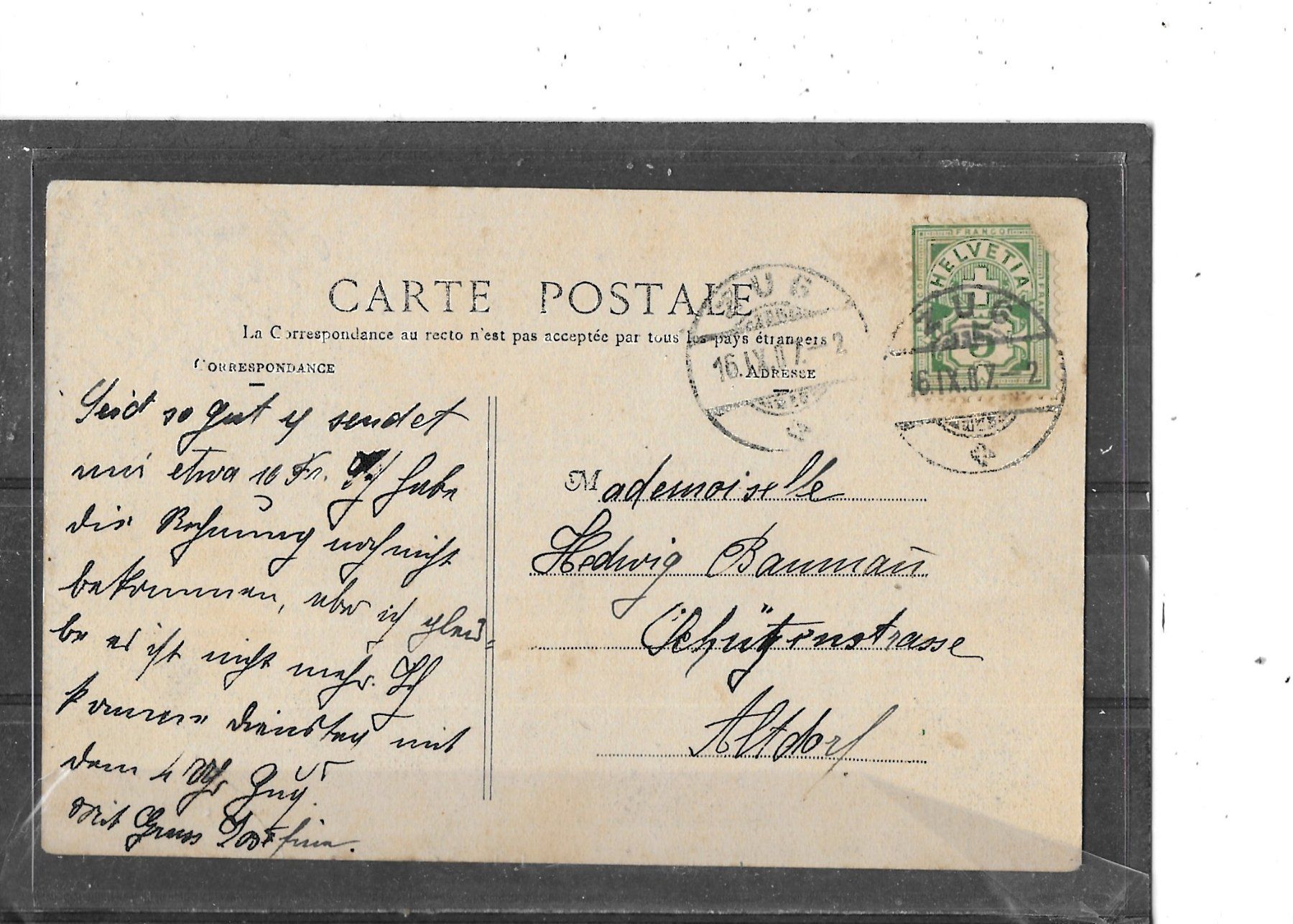 Cartoline postali: UR Altdorf. Bürglen-Schattdorf 1907 – Usato da Schocherswil venduto da Wilare 1