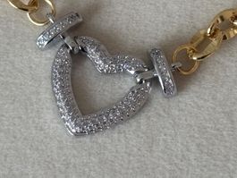 Luxus Elegante Edelsthal Kette Farbe : Gold/ Silber Zirkonia