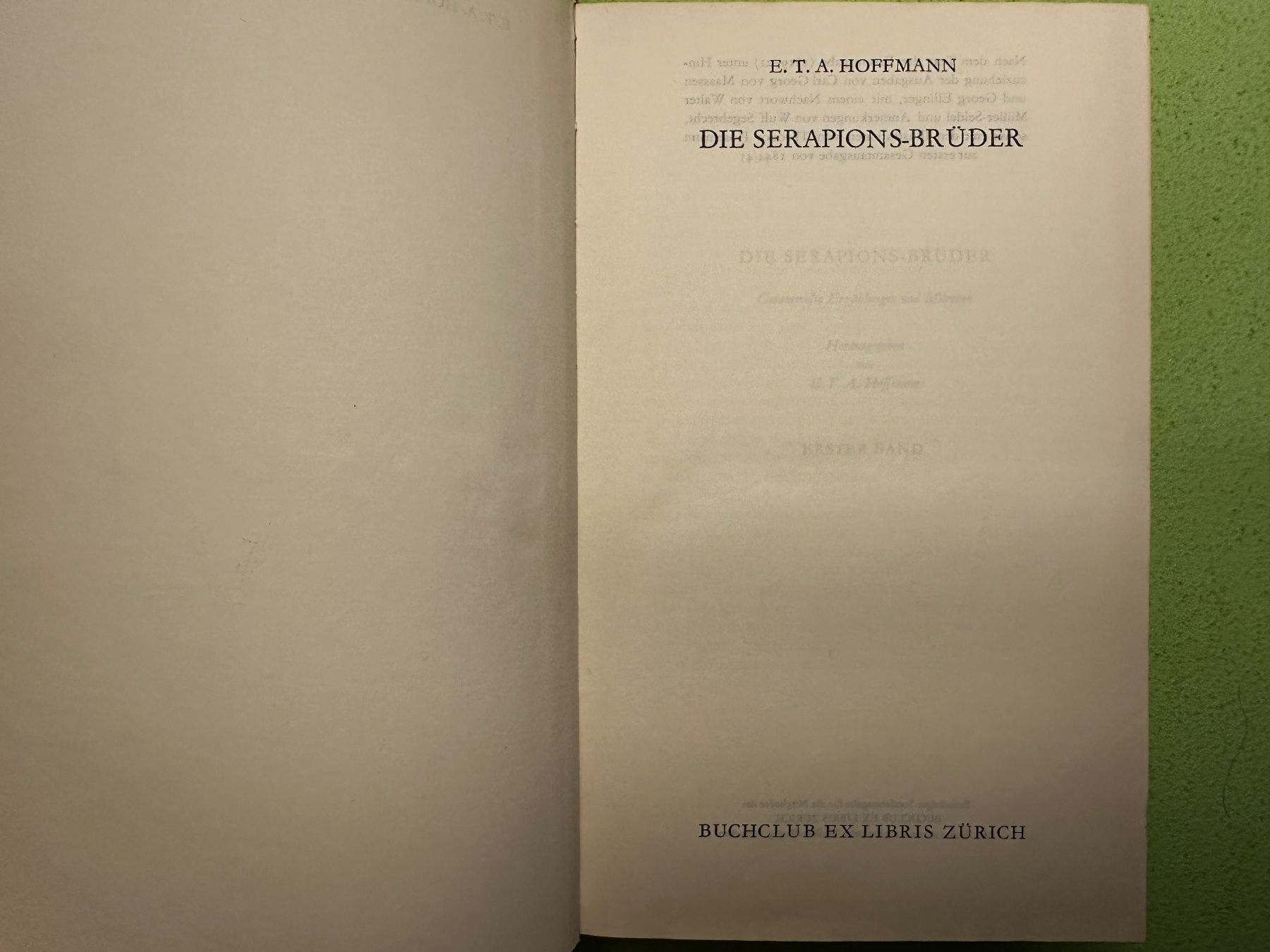 Libri: E. T. A. Hoffmann: Die Serapions-Brüder. – Usato da Zürich venduto da allp 1