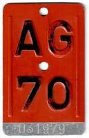 Velonummer Aargau AG von 1970