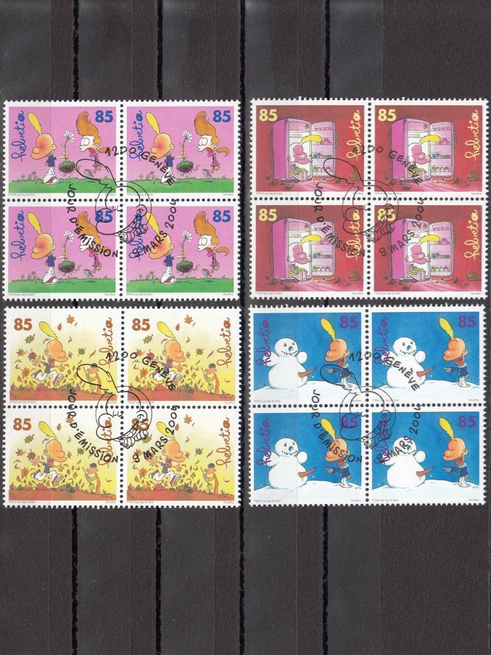 Alle Briefmarken: SBK 1112 - 1115 im 4er-Block mit ET – Gebraucht aus Bürglen TG von StampGraf