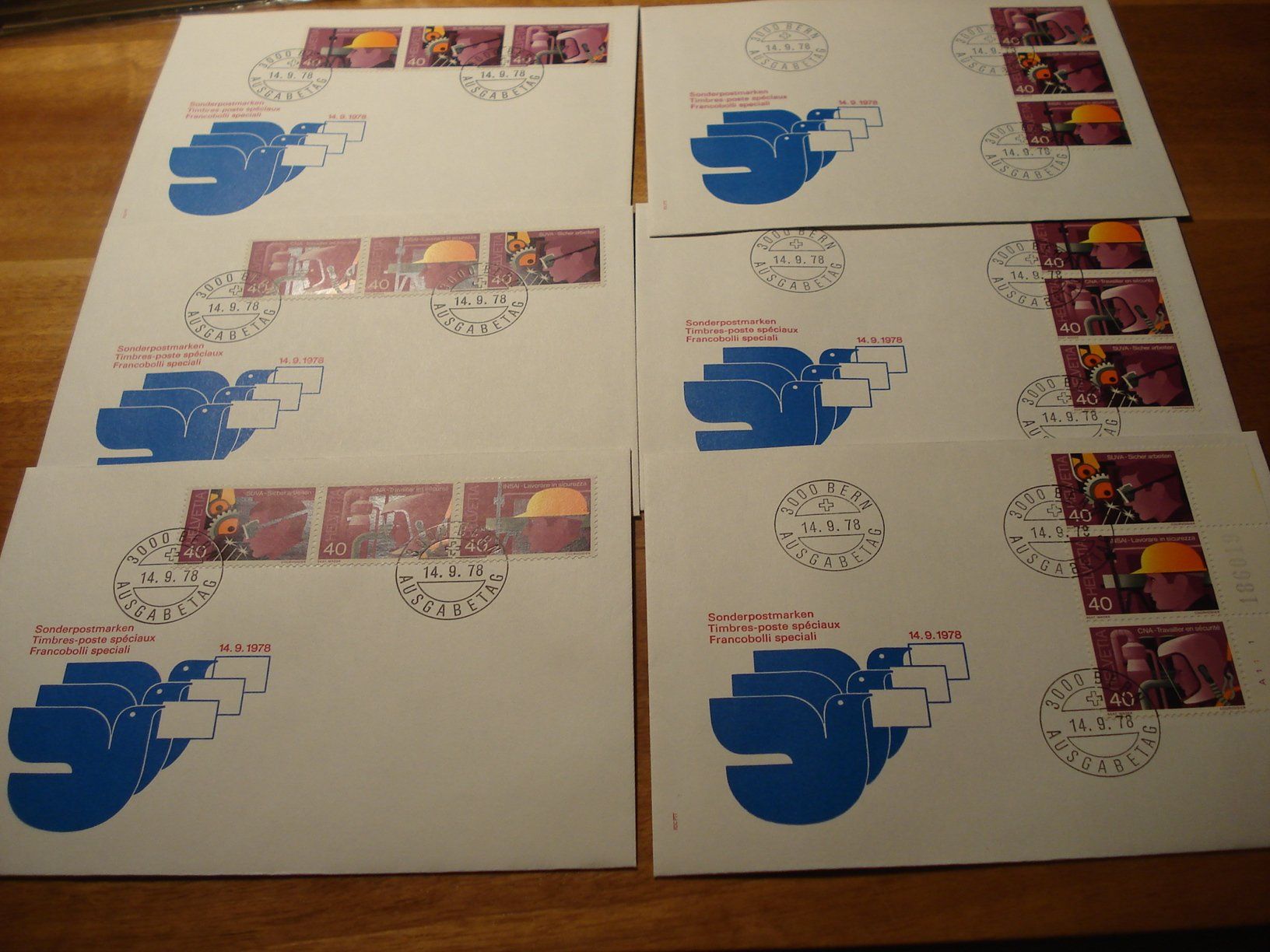Tous les timbres: 6 FDC SUVA Z-Druck 1978, div. Varianten – D'occasion à Niederwil AG par morostahu 1