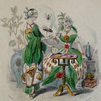 🟡antik Holzstich Thé et Café Jean-Jacques Grandvilles 1847