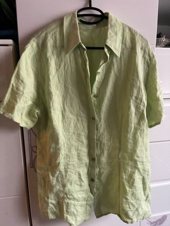 Chic Camicia di lino verde chiaro, taglia M/L-freschissima!