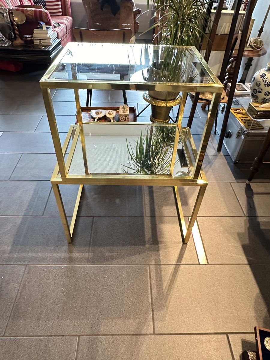 Tavoli: 2er Set Beistelltische Messing Glas Vintage – Usato da Aarburg venduto da Yula24 4