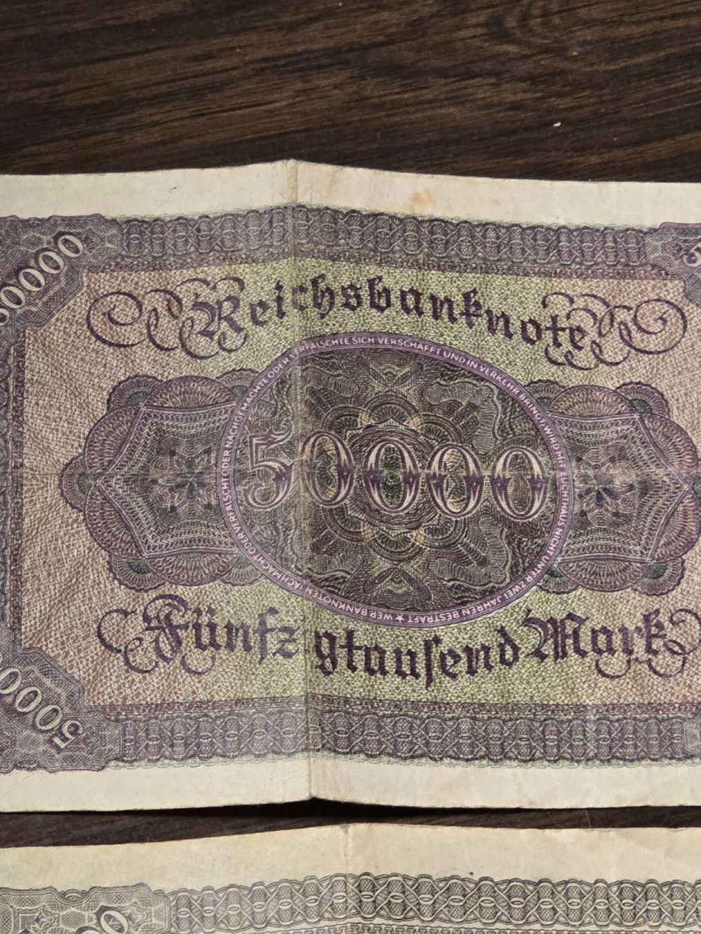 Banknoten: 2x Reichsbanknote 50000 Mark, Berlin 1922,  – Gebraucht aus BADEN von Sprinz 4