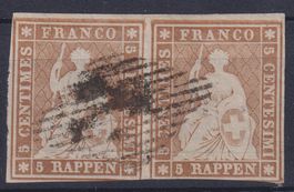Schweiz 1854: Strubel-Paar 22 Ad - Befund