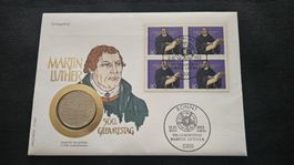 Martin Luther - 5 DM Gedenkmünze - Ersttagsbrief 1983