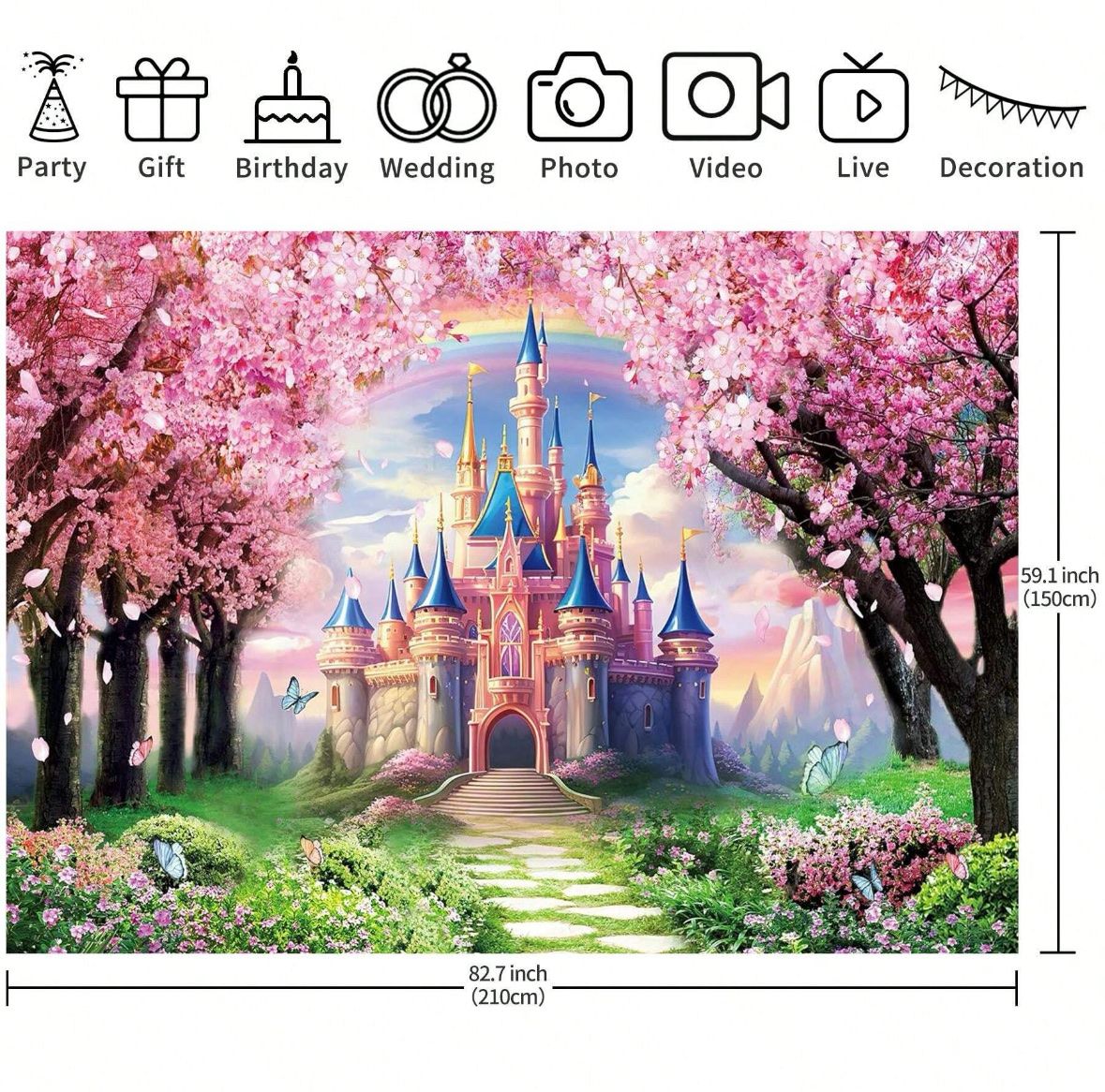 Disney Tutte le decorazioni: Kindergeburtstag Hintergrund Schloss Banner – Nuovo (secondo la descrizione) da Zürich venduto da Gadgets2020 1