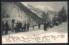 St. Moritz, Winterpartie mit Sportlern a