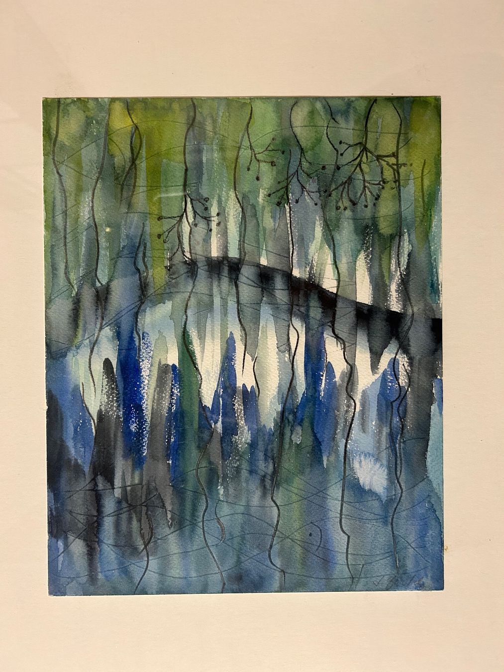Gemälde: Aquarell Abstrakte Kunst, Signiert ? – Gebraucht aus Lanzenhäusern von vic63 1