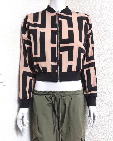 Moderne Crop Bomber Jacke Gr. XS / Länge 47 cm