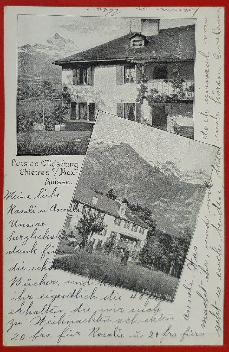 Cartoline postali: Pension Mösching in Chiètres/Bex 1903 – Usato da Kreuzlingen venduto da Rschweiz1