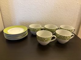 Kaffeetassen Set mit Untertassen, 5 Tassen,wie neu