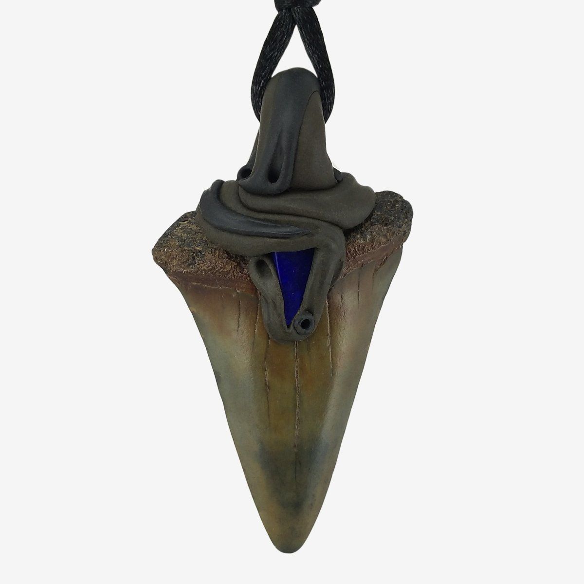 Fossilien: Mako Haifischzahn fossiliert mit eingefasstem Lapislazuli – Neu und originalverpackt aus Meilen von Kaleidoskopia