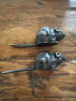 2 kleine Bronze Mäuse Maus L 8cm 134g alt