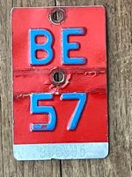 BE 57 - VELONUMMER - FAHRRADSCHILD - PLAQUE DE VELO - BE 57