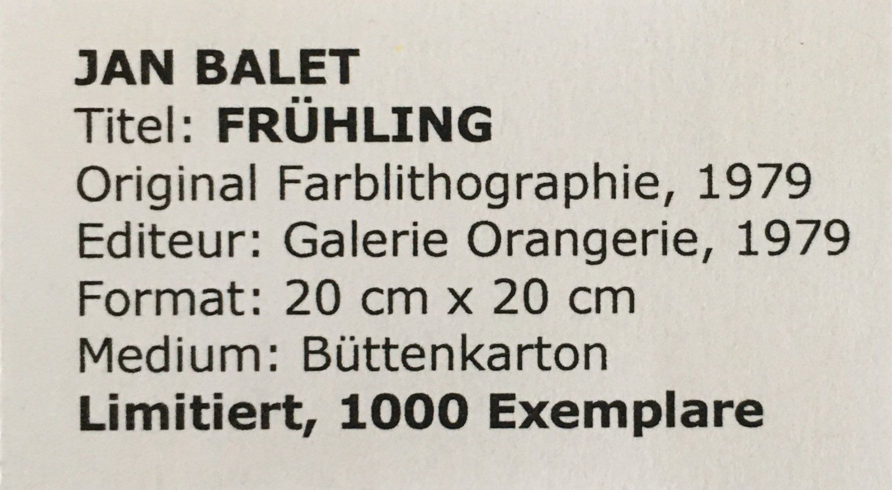 Grafica & Litografie: Jan Balet  "Frühling"  Farblithographie – Usato da Nennigkofen venduto da Sommersonnen 2