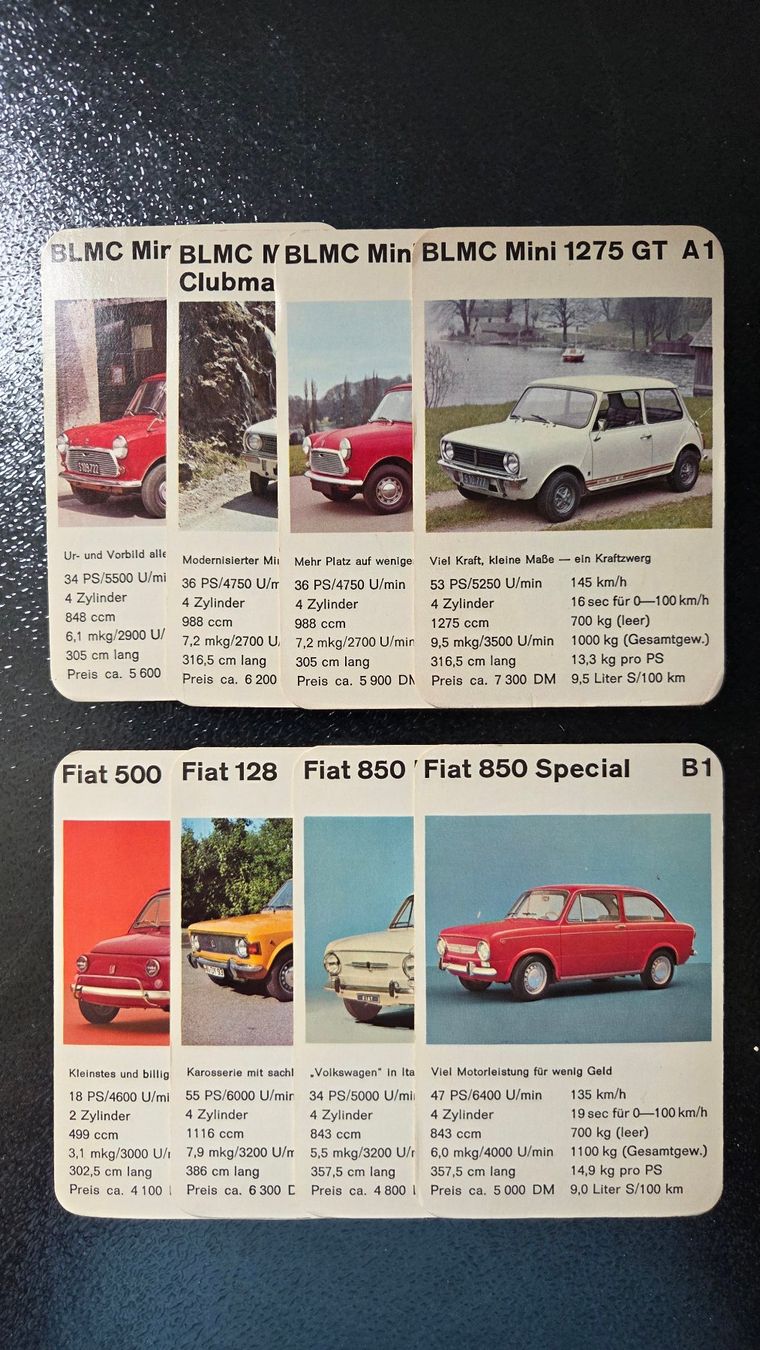 Jeux: Altes Quartett aus den 70ern Mini Autos – D'occasion à Muri b. Bern par Nydegg3 2