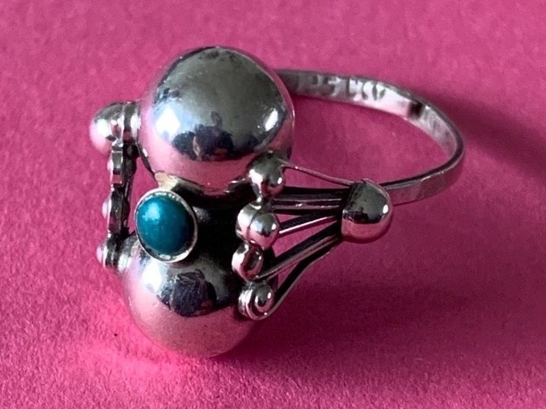 Ringe: Silberring 2 Kugeln blue (gr.53-56) – Gebraucht aus Dittingen von Bellevista
