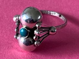 Silberring 2 Kugeln blue (gr.53-56)