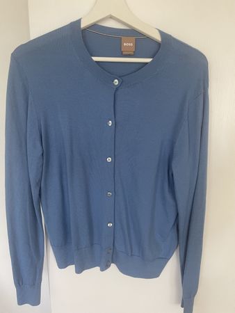 Hugo Boss Strickjacke, Gr. L, blau, Merinowolle, Top!