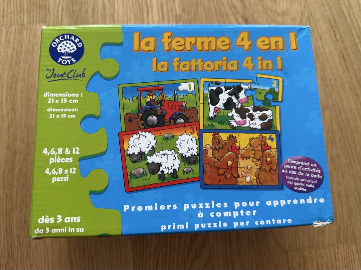 Puzzle: Orchard Toys - 4 Puzzles de la ferme  – Usato da Genève venduto da valmath