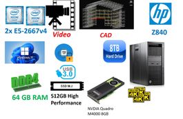 PC HP Workstation Z840 64GB 512GB SSD 2x XEONv4  M4000 8GB