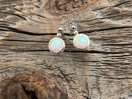 kleine Opal Ohrstecker Sterling Silver mit Pyrit Steinchen