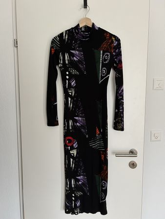 Desigual Maxikleid Gr. S, Herbstkleid, Rollkragen, neuwertig