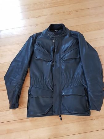 Leder Motorradjacke Motorradhose Gr. M / 32 schwarz