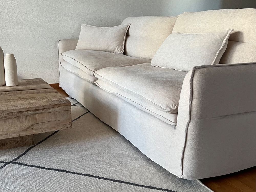 modernes sofa couch creme beige velour Kaufen auf Ricardo