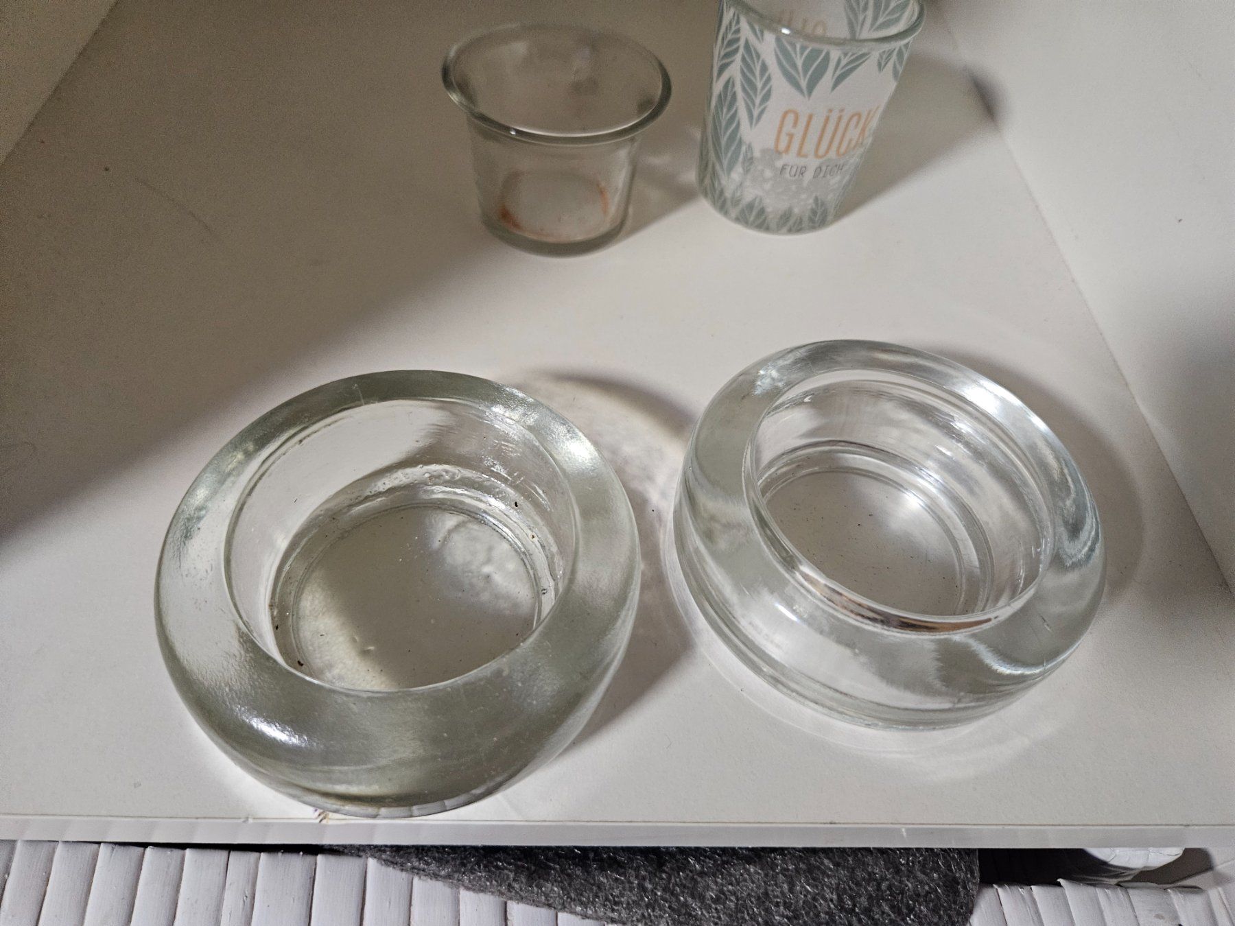 Portacandele: 5er Set Glas-Deko: Kerzenständer, Untersetzer – Usato da Horw venduto da Zedy01 1