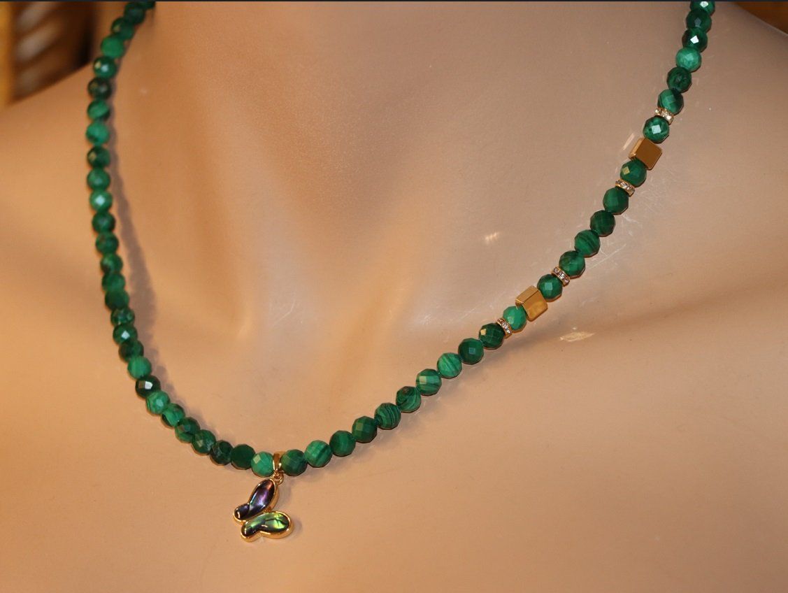 Catenine: Malachit Kette Halskette Collier Edelstein Halsschmuck 45 cm – Nuovo (secondo la descrizione) da Rotkreuz venduto da beltraum 5